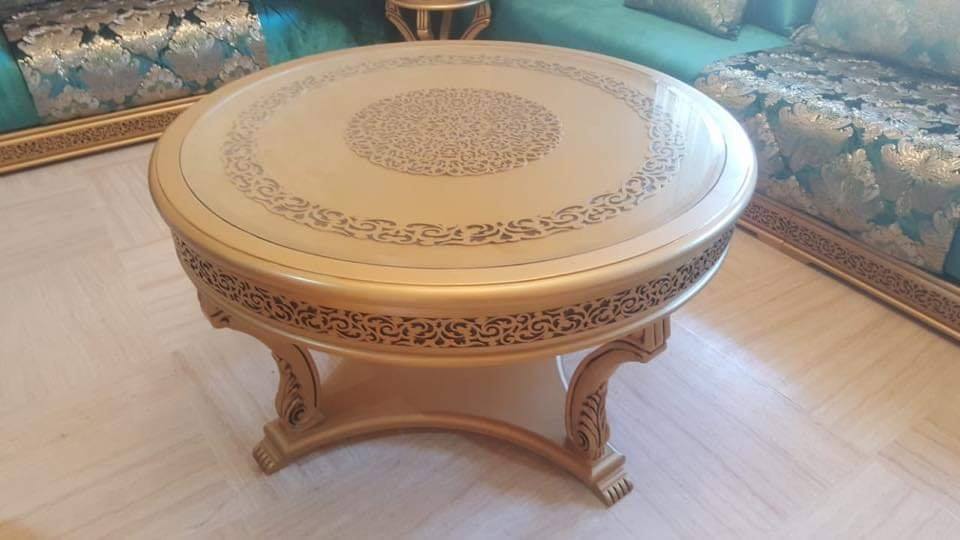 Table en bois pour salon marocain traditionnel