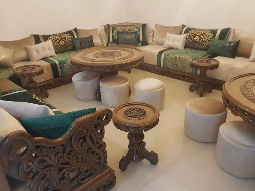 Salon marocain traditionnel pas cher en bois